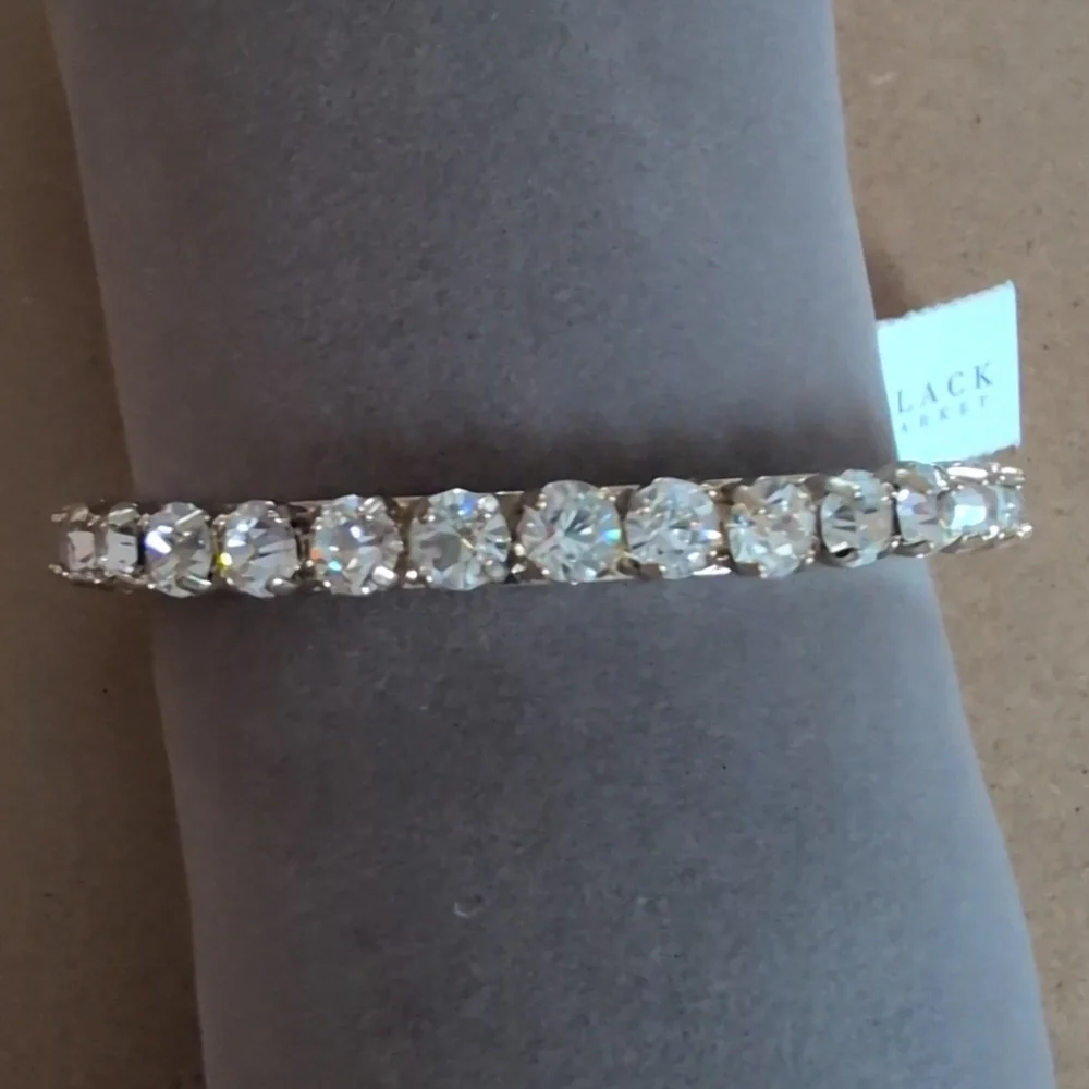 White House Black Market Gold Crystal-Accent Open Cuff Bracelet